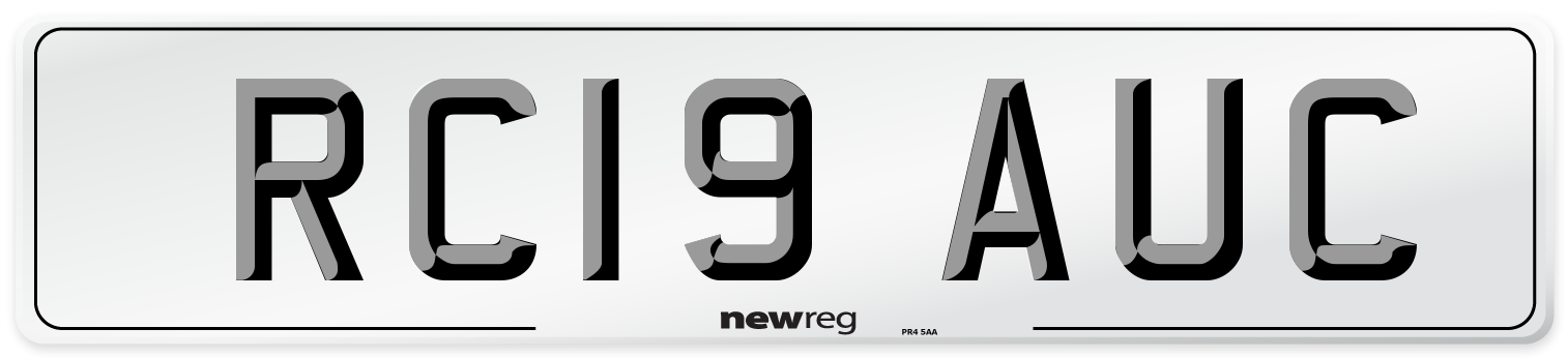 RC19 AUC Number Plate from New Reg